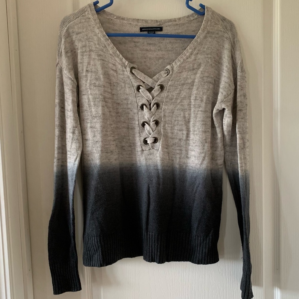 American Eagle Outfitters lace up sweater gray/black